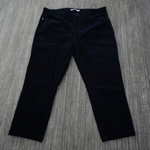 Sportscraft Corduroy  Pants Women Dark Blue Straight Leg Size 16 Cropped 36x23